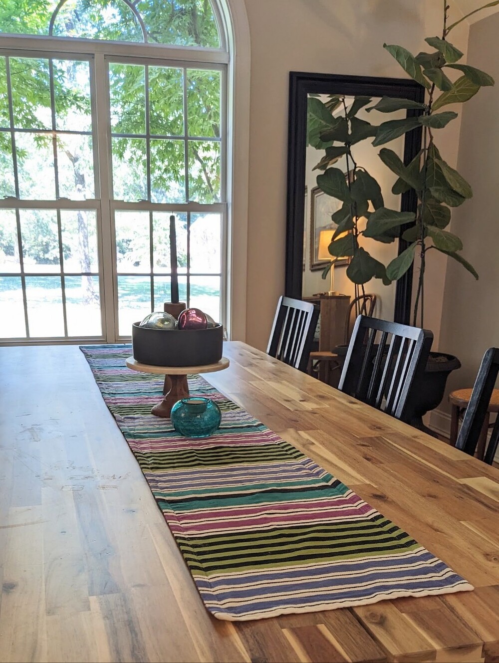 Crate & Barrel Vierra Long Striped Table Runner 14x90 Multicolor